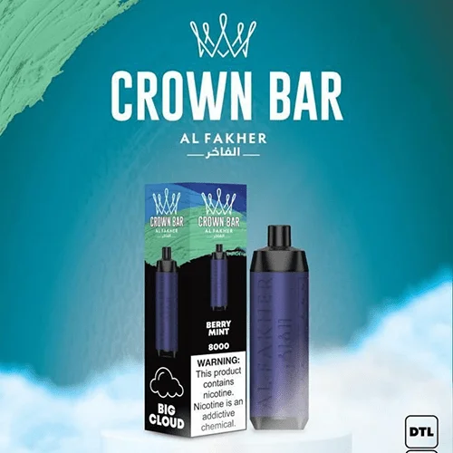 crown bar alfakher berry mint 8000 puffs.webp