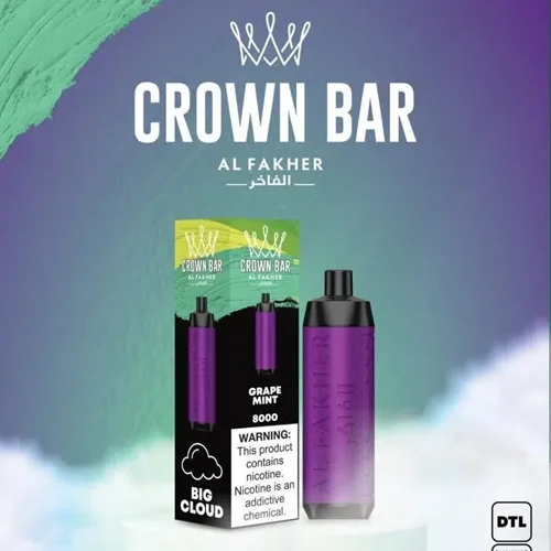 crown bar alfakher grape mint8000 puffs.webp