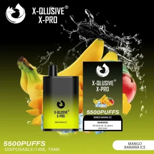 x qlusive x pro mango banana – 5500 puffs.webp