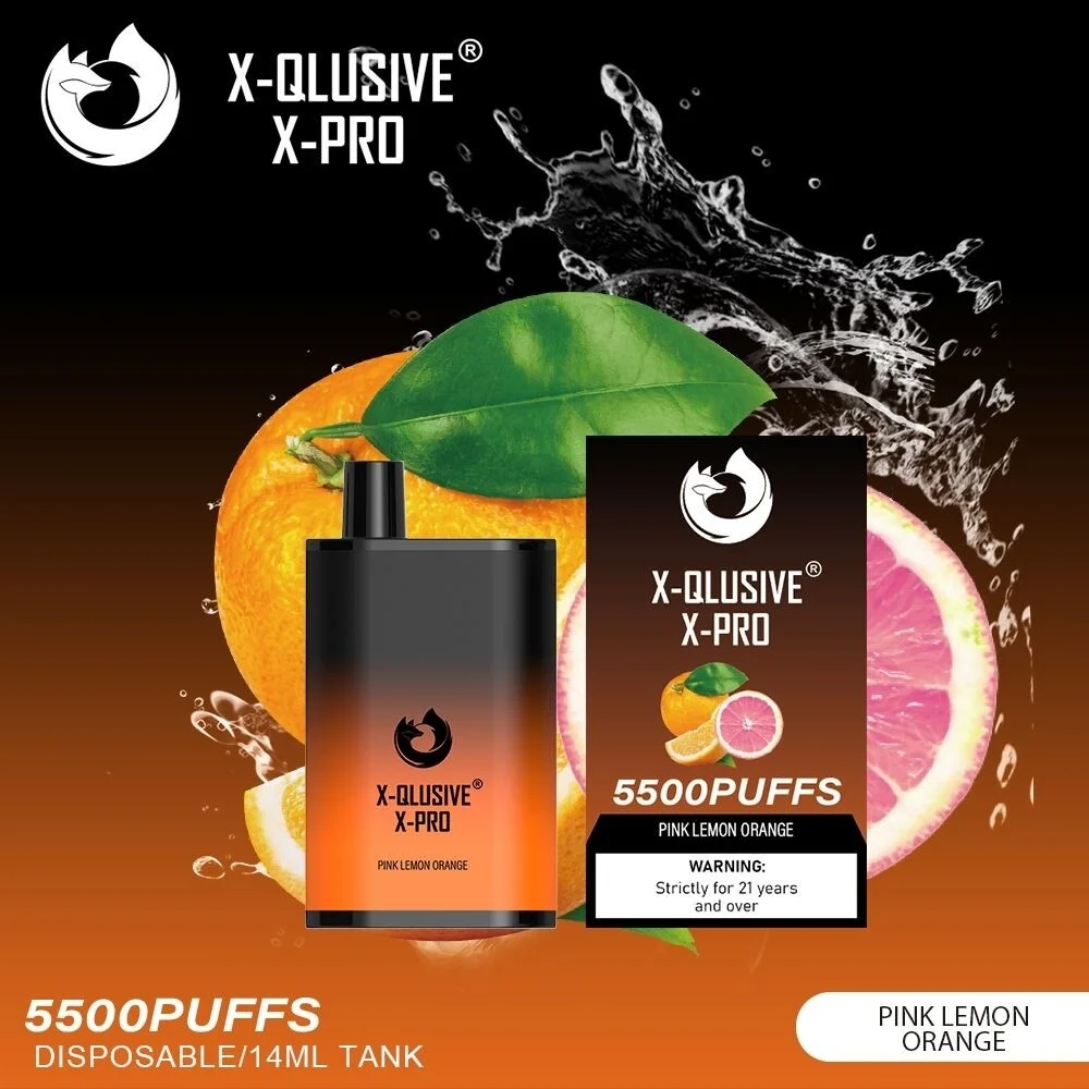 x qlusive x pro pink lemon orange – 5500 puffs.webp